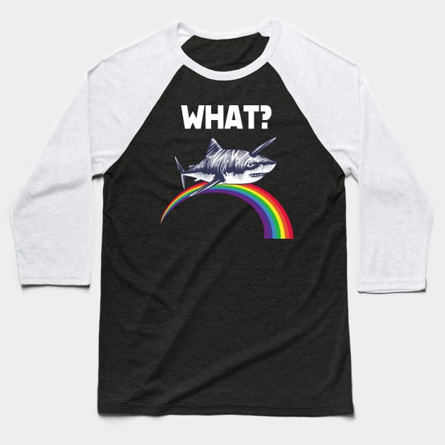 Rainbow Shark Unicorn funny Art Baseball T-Shirt by Foxxy Merch
